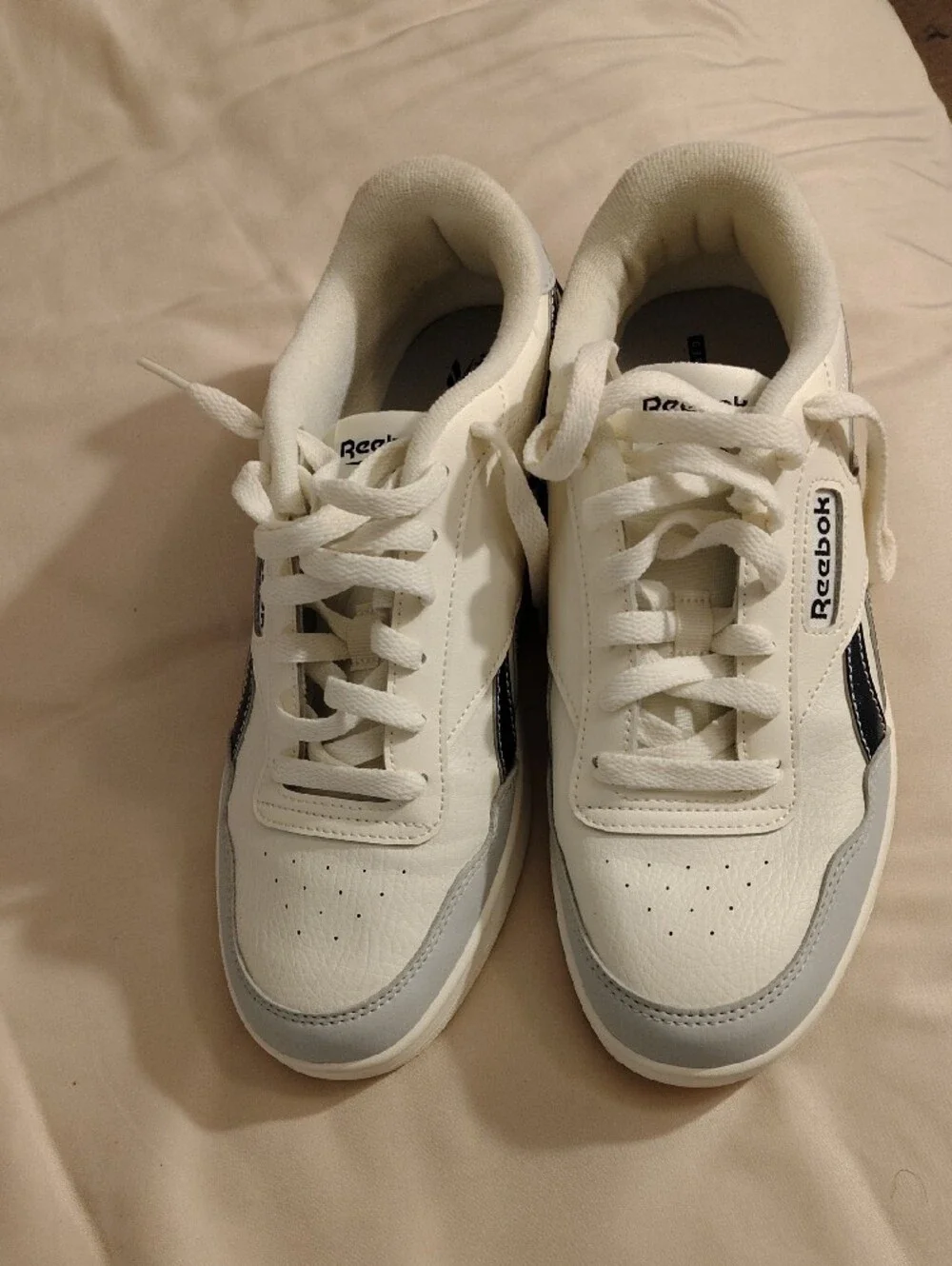Reebok White Sneakers with Black and Gray Accents